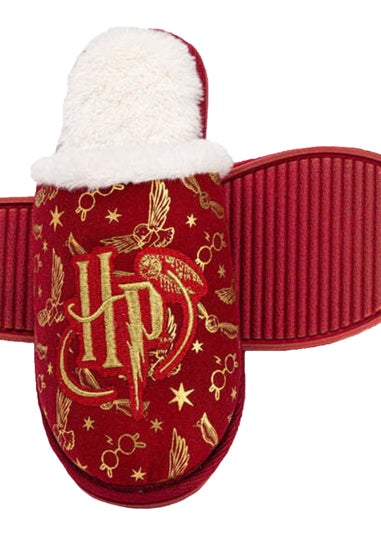 Harry Potter Girls Red Embroidered Slippers