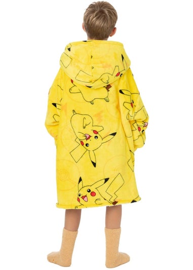 Pokemon Kids Yellow Pikachu Oversized Hoodie Blanket