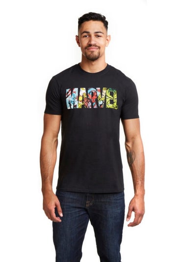 Marvel Black Comic Strip Logo T-Shirt