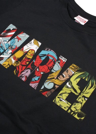 Marvel Black Comic Strip Logo T-Shirt