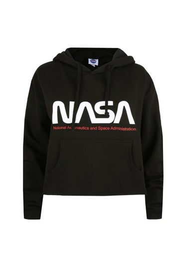NASA Black Insignia Cropped Hoodie
