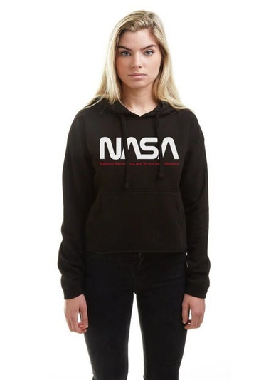 NASA Black Insignia Cropped Hoodie