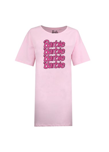Barbie Pink Repeat Logo Long Length T-Shirt