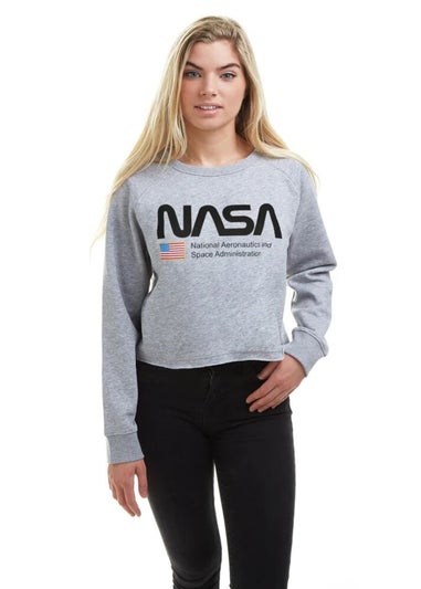 NASA Grey National Aeronautics Crop Sweatshirt