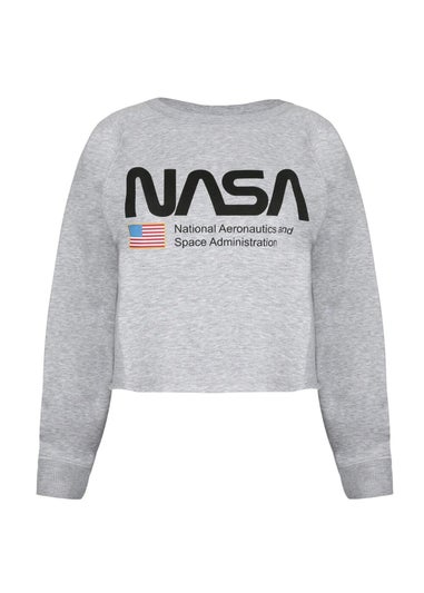 NASA Grey National Aeronautics Crop Sweatshirt