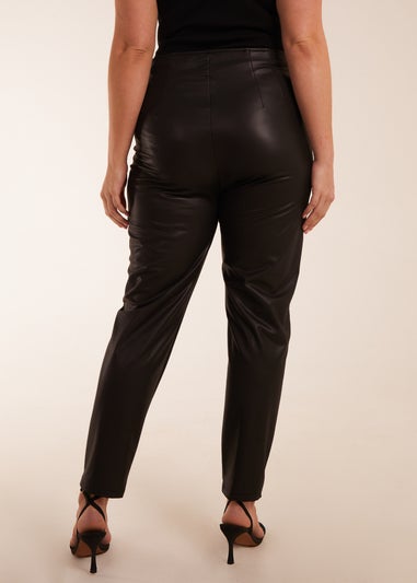 Blue Vanilla Black Curve Matte Faux Leather Tailored Trousers