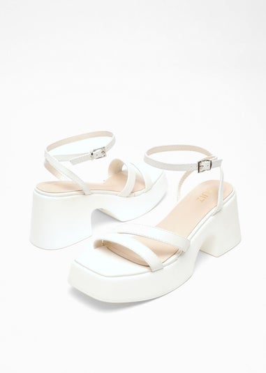 Quiz White Chunky Faux Leather Platform Sandals