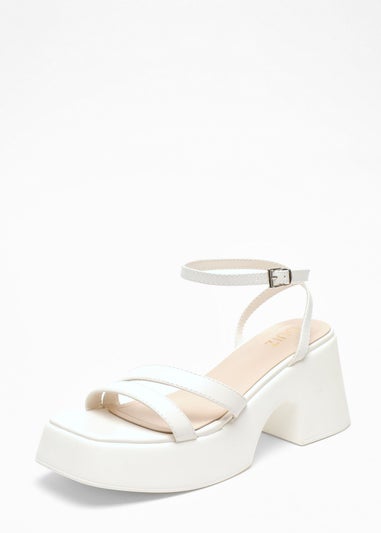 Quiz White Chunky Faux Leather Platform Sandals