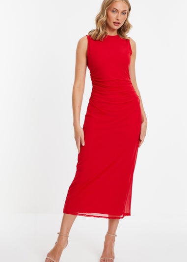 Quiz Red Mesh Midaxi Dress