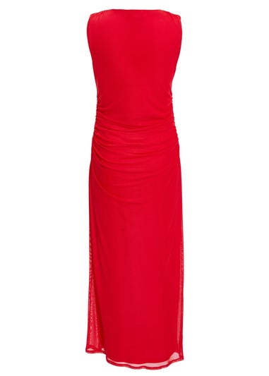 Quiz Red Mesh Midaxi Dress