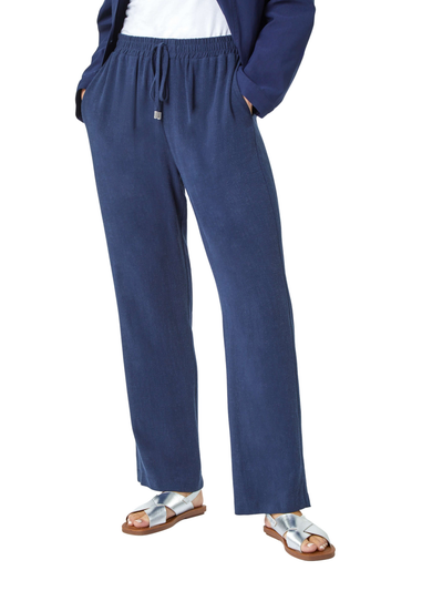 Roman Navy Petite Linen Mix Trousers