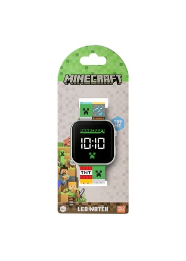 Minecraft Green Printed Strap LED Watch