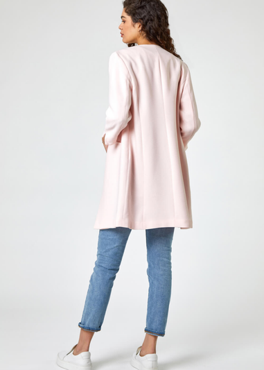 Roman Pink 3/4 Sleeve Textured Longline Jacket