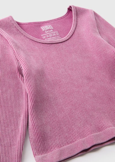 Girls Pink Seamless Long Sleeve Top (7-15yrs)