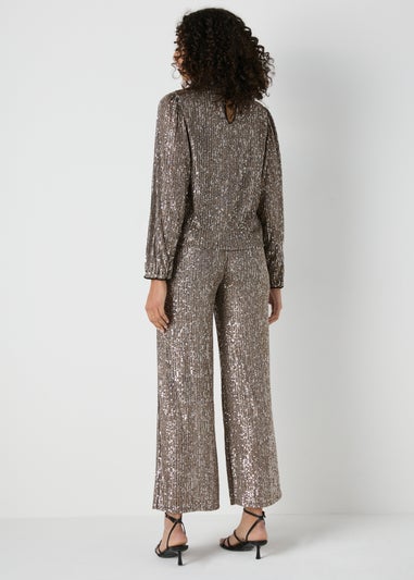 Et Vous Silver Sequin Wide Leg Co-Ord Trousers