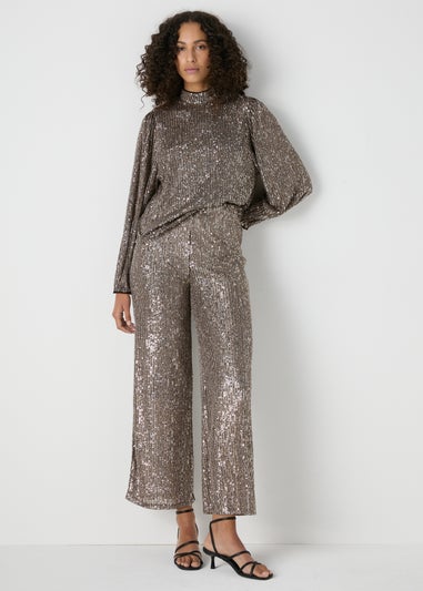 Et Vous Silver Sequin Wide Leg Co-Ord Trousers