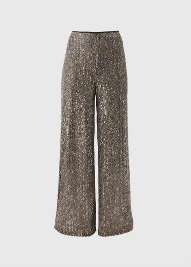 Et Vous Silver Sequin Wide Leg Co-Ord Trousers