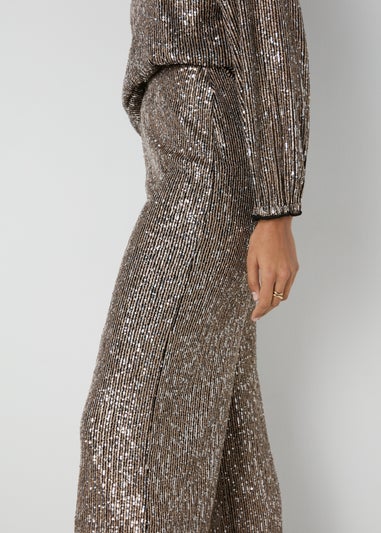 Et Vous Silver Sequin Wide Leg Co-Ord Trousers