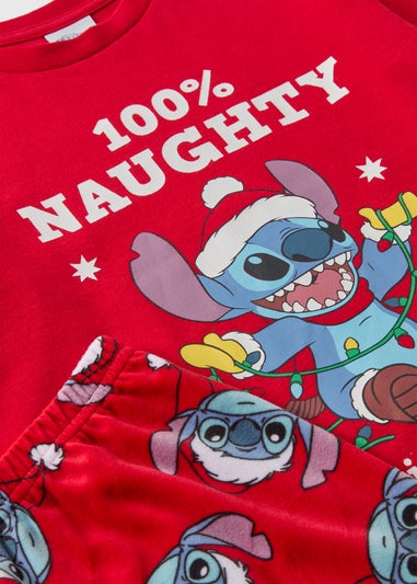 Disney Kids Red Christmas Stitch Pyjama Set (4-12yrs)