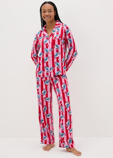 Disney Pink Christmas Stitch Satin Pyjama Set