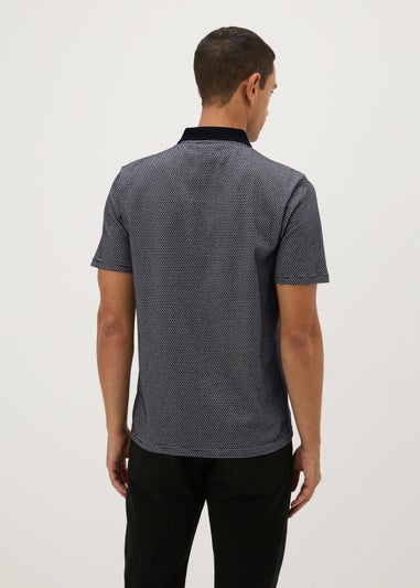 Black Jacquard 1/4 Zip Polo Shirt