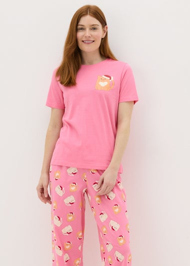 Pink Christmas Cat Pyjama Set