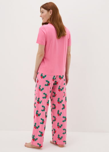 Pink Christmas Holly Jolly Pyjama Set