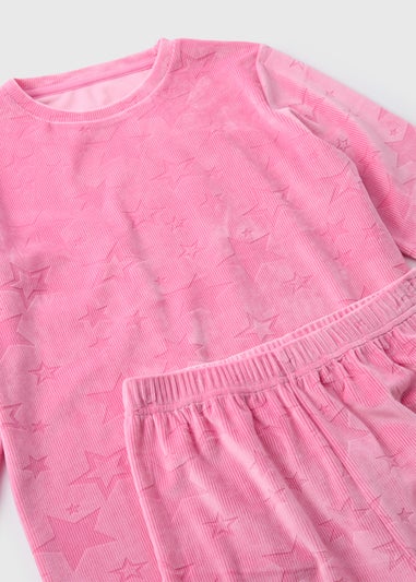 Girls Pink Star Velour Pyjama Set (7-13yrs)