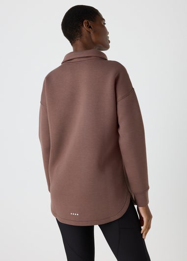 Souluxe Brown Scuba Half Zip Top