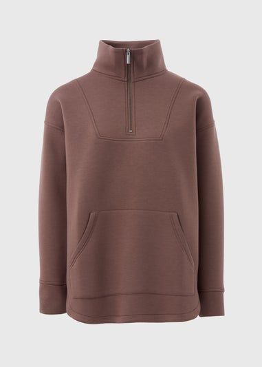 Souluxe Brown Scuba Half Zip Top