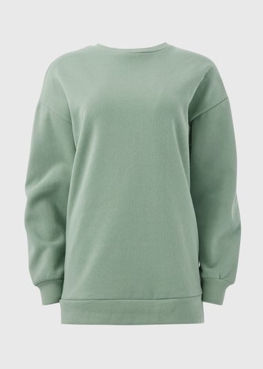 Green Basic Longline Sweatshirt