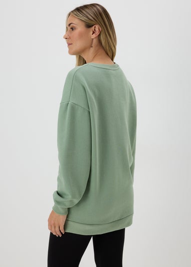 Green Basic Longline Sweatshirt