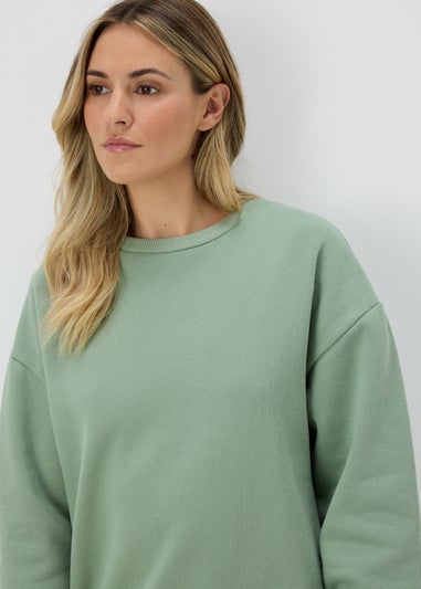 Green Basic Longline Sweatshirt