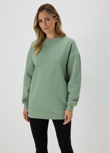 Green Basic Longline Sweatshirt