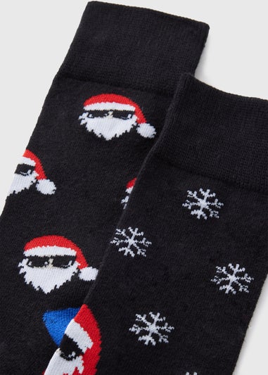 2 Pack Black Cool Santa Socks