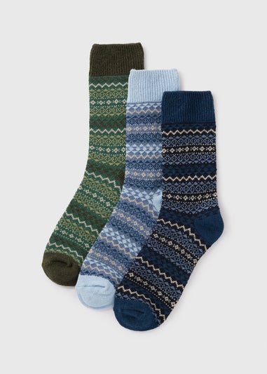 3 Pack Multicolour Fairisle Boot Socks