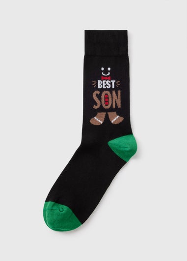 Black Gingerbread Best Son Socks