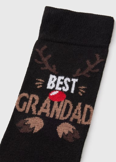 Black Best Grandad Reindeer Socks