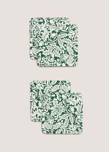 4 Pack Green Winter Floral Cork Coasters (29cm x 21.5cm)