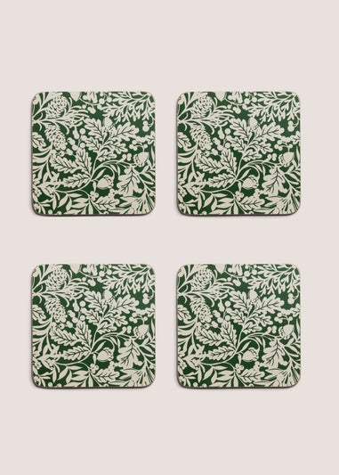 4 Pack Green Winter Floral Cork Coasters (29cm x 21.5cm)