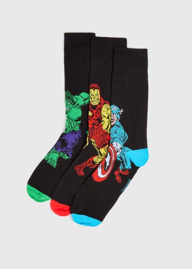 Marvel 3 Pack Black Socks