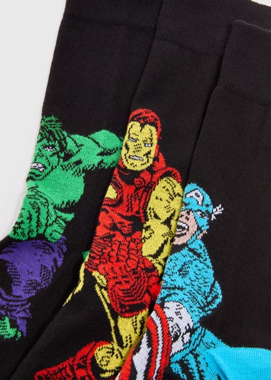 Marvel 3 Pack Black Socks