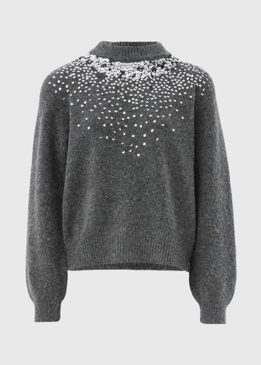 Papaya Petite Charcoal Scatter Sequin Jumper