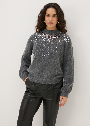 Papaya Petite Charcoal Scatter Sequin Jumper