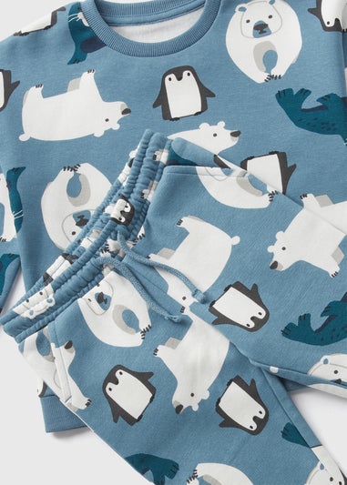 Boys Blue Polar Bear Sweatshirt & Jogging Bottom Set (1-7yrs)