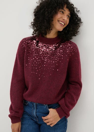 Papaya Petite Burgundy Scatter Sequin Jumper