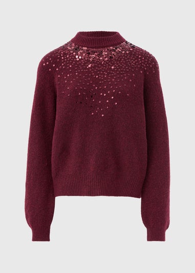 Papaya Petite Burgundy Scatter Sequin Jumper