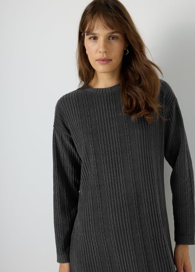 Papaya Petite Charcoal Cable Knit Mini Dress