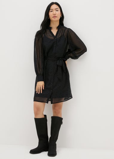 Papaya Petite Black Lurex Mini Dress