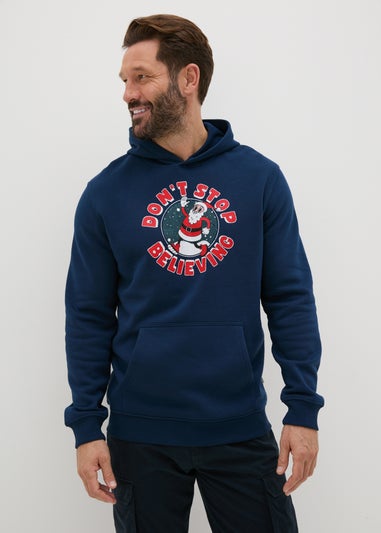 Navy Christmas Don't Stop Believing Hoodie